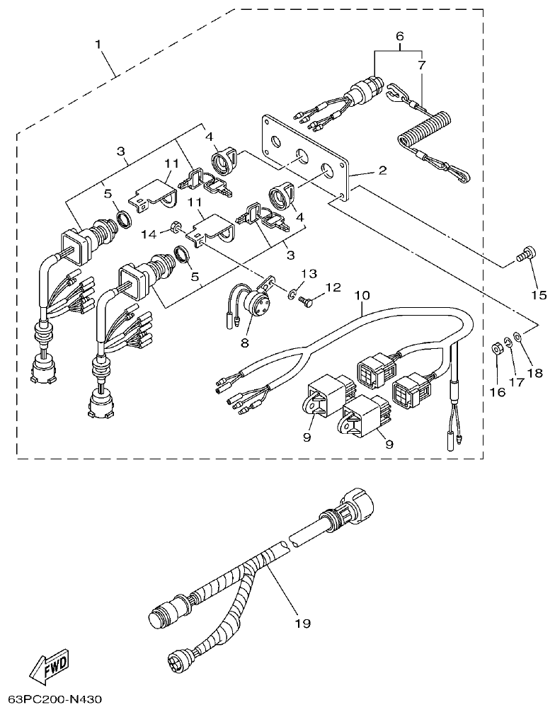 Yamaha F150DET, FL150DET OPTIONAL PARTS 6 parts diagram